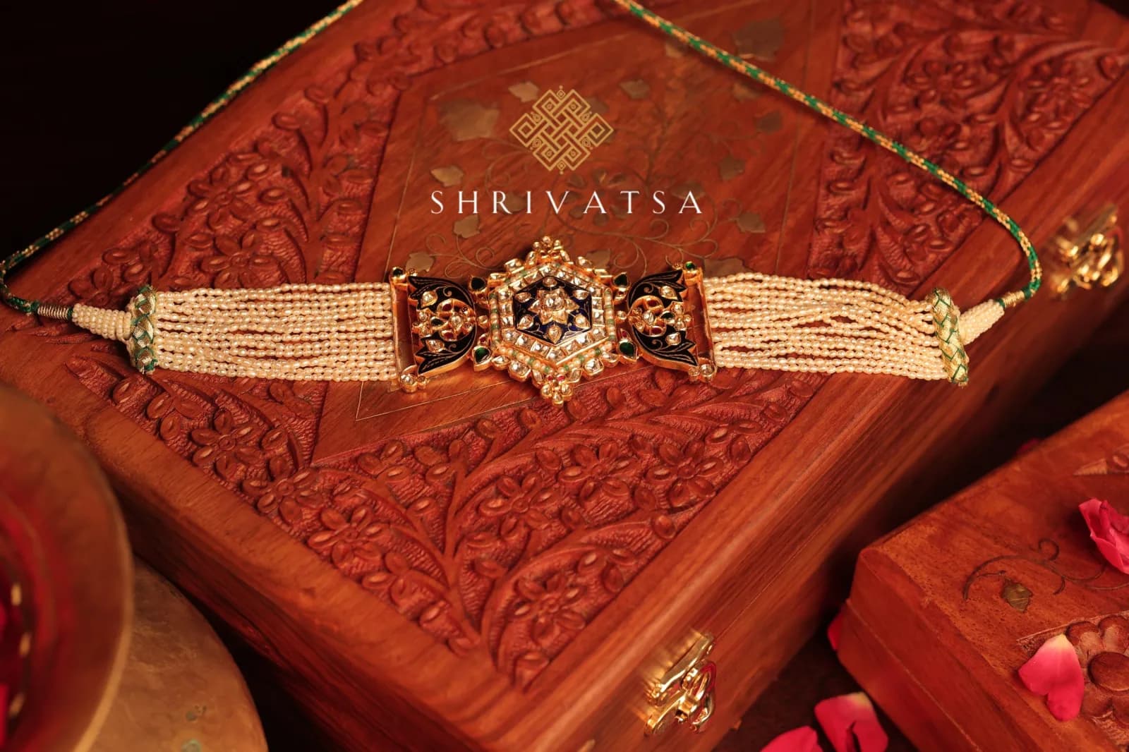 Uncut polki diamonds set in 24KT kundan gold