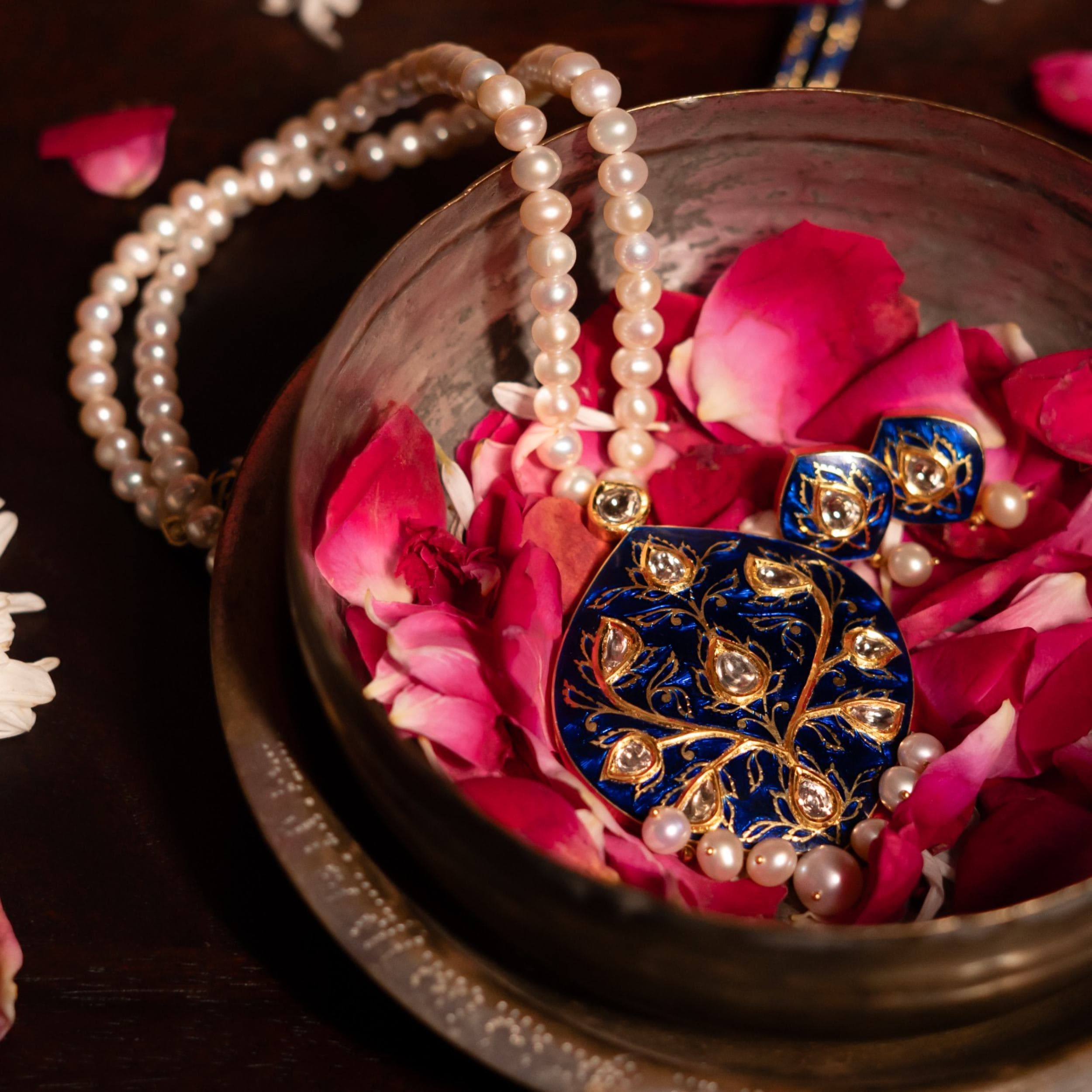 Jadau jewellery — ancient Indian goldwork embedding gems in 22KT gold by Shrivatsa Jodhpur