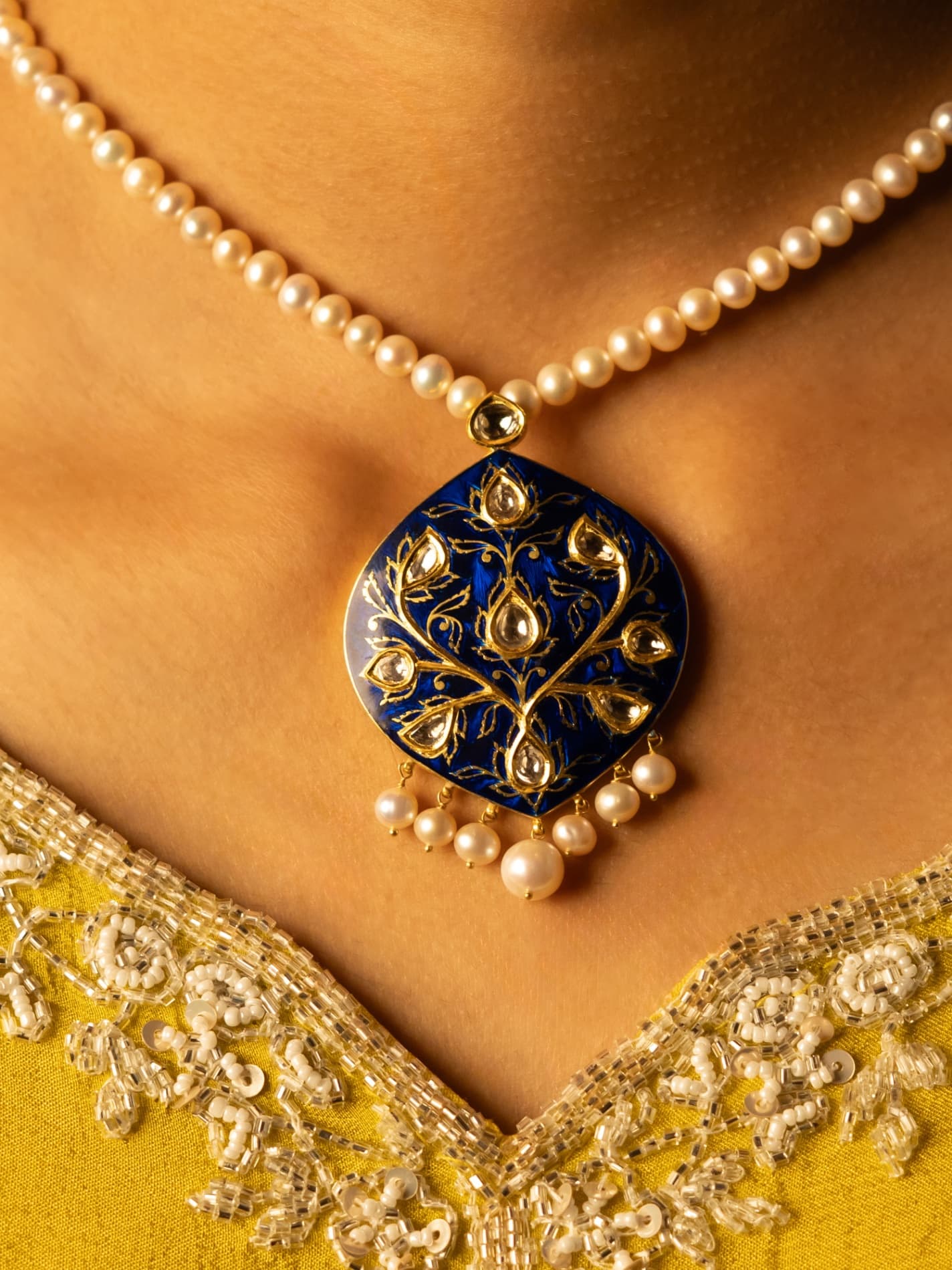 Blue Meenakari Pendant - view 2
