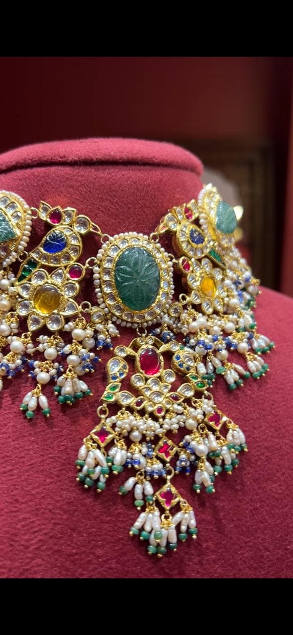 Mor Panna Jadau Choker